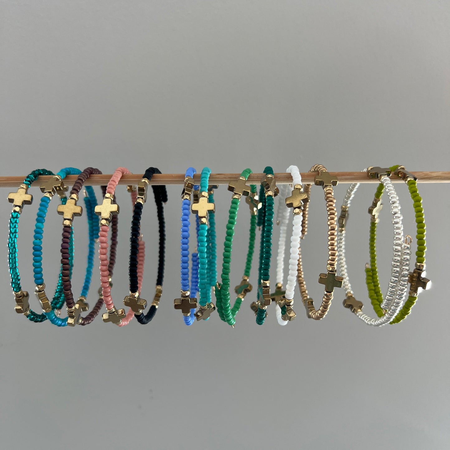 Triple Cross Bangle Bracelet-Green