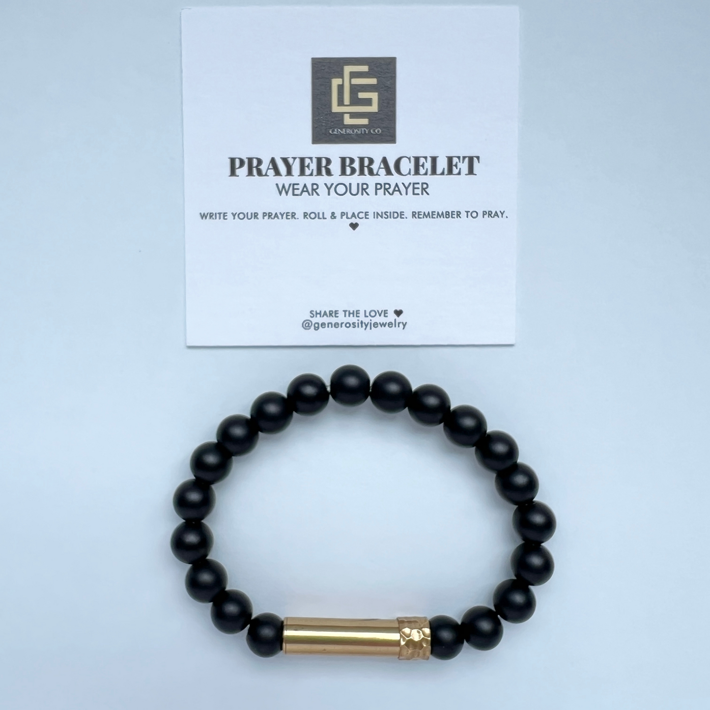 Black Onyx Beaded Prayer Bracelet