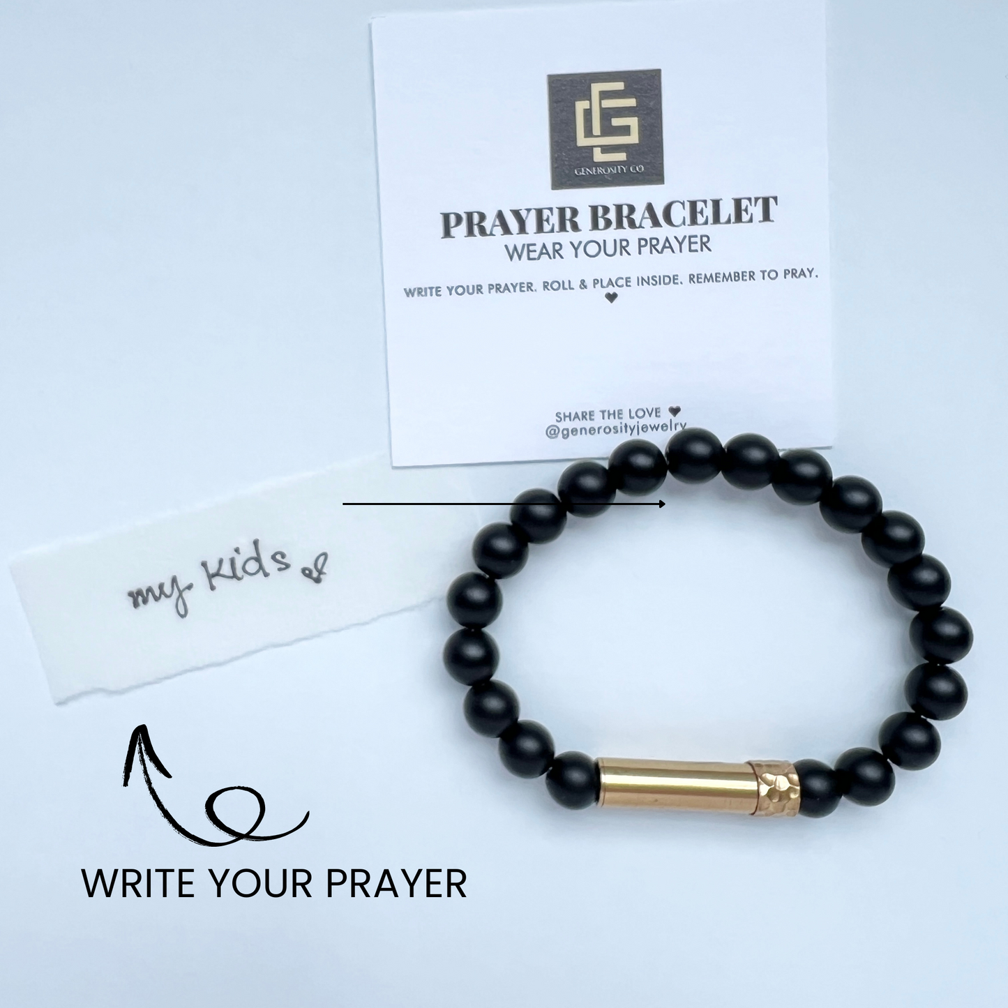 Black Onyx Beaded Prayer Bracelet