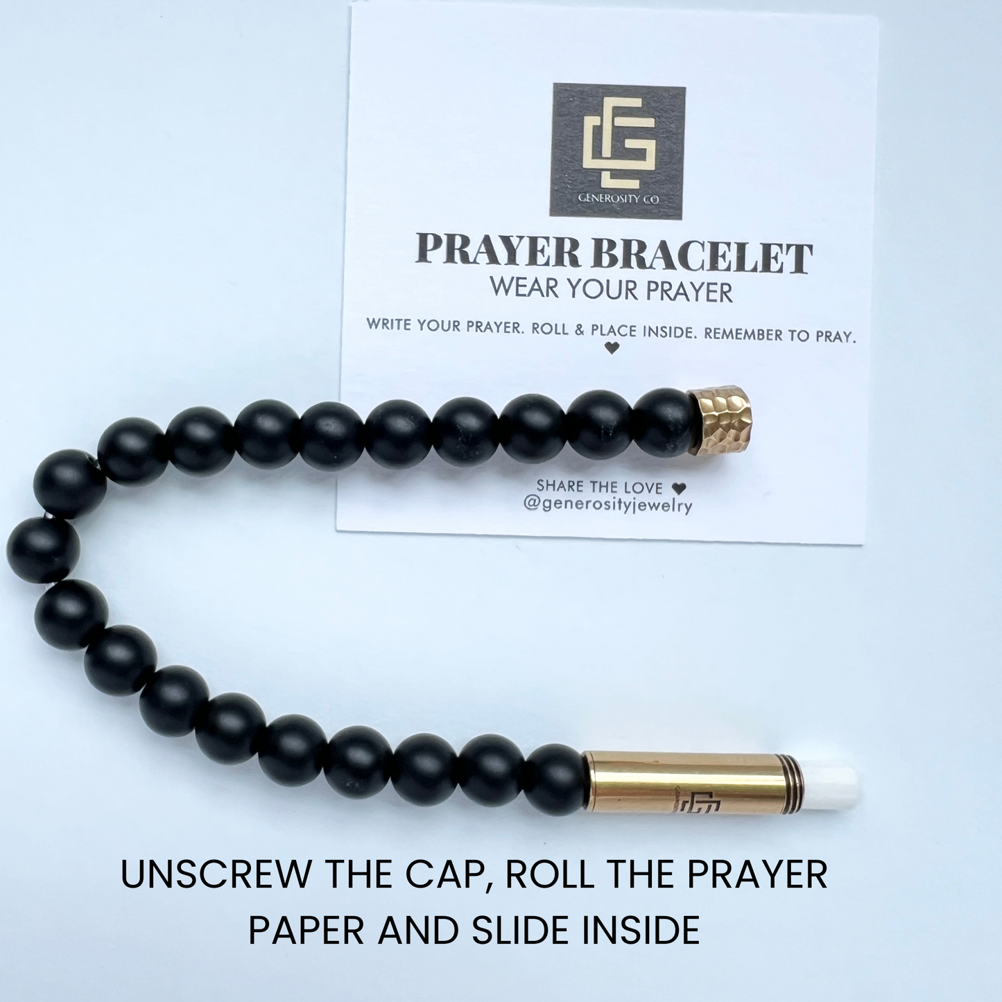 Black Onyx Beaded Prayer Bracelet