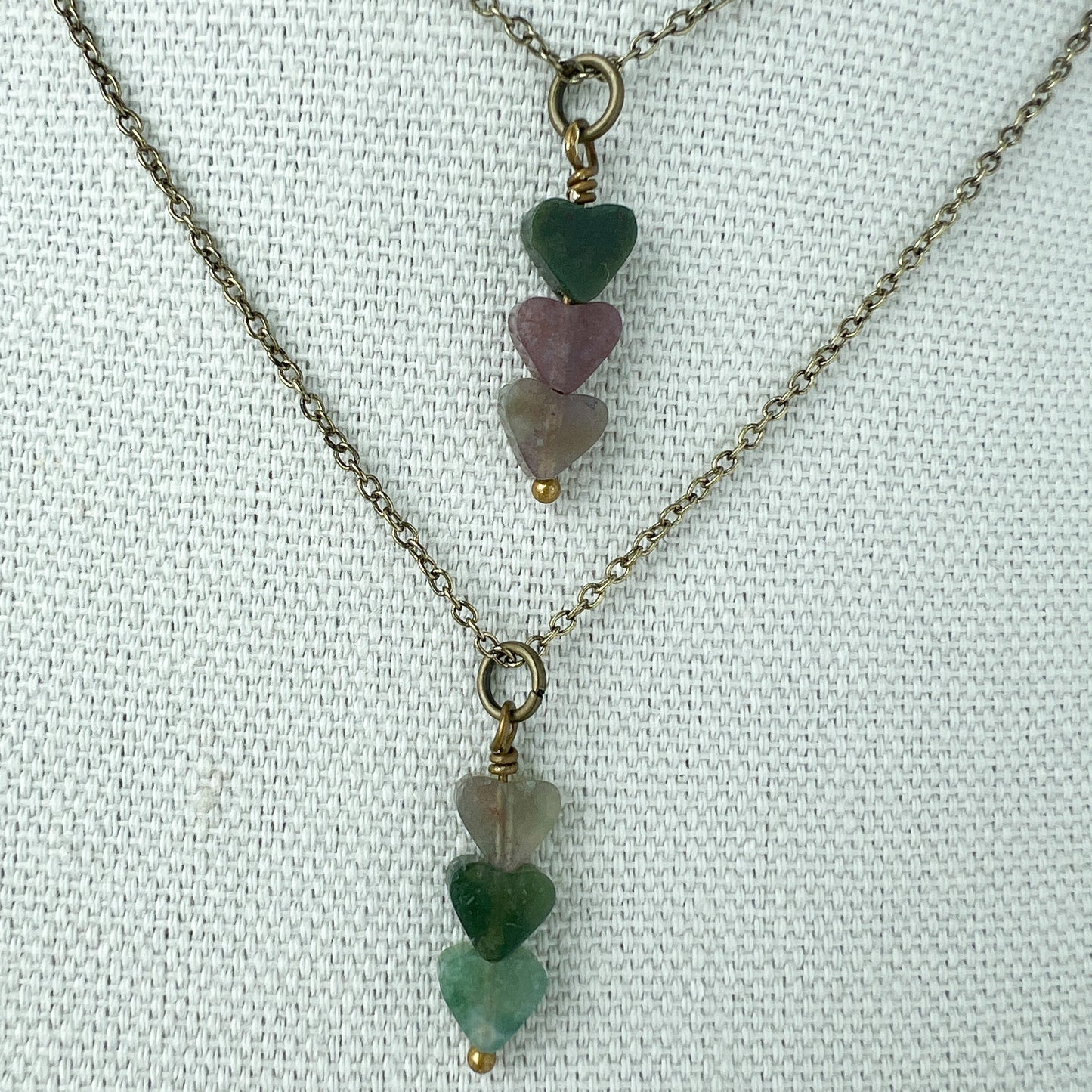 Indian Agate Tiny Heart Necklace