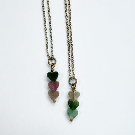 Indian Agate Tiny Heart Necklace