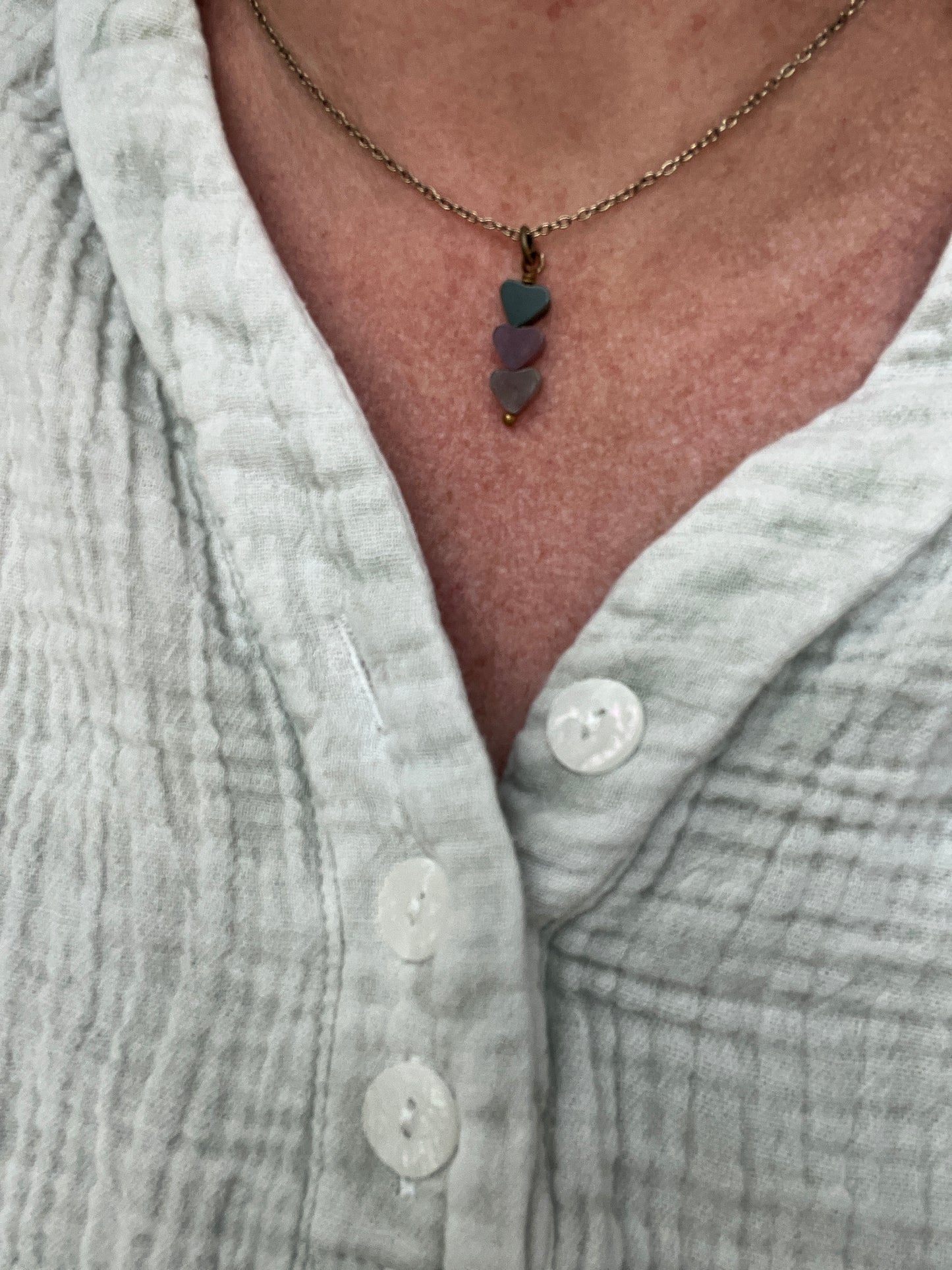 INDIAN AGATE HEART NECKLACE BRONZE CHAIN