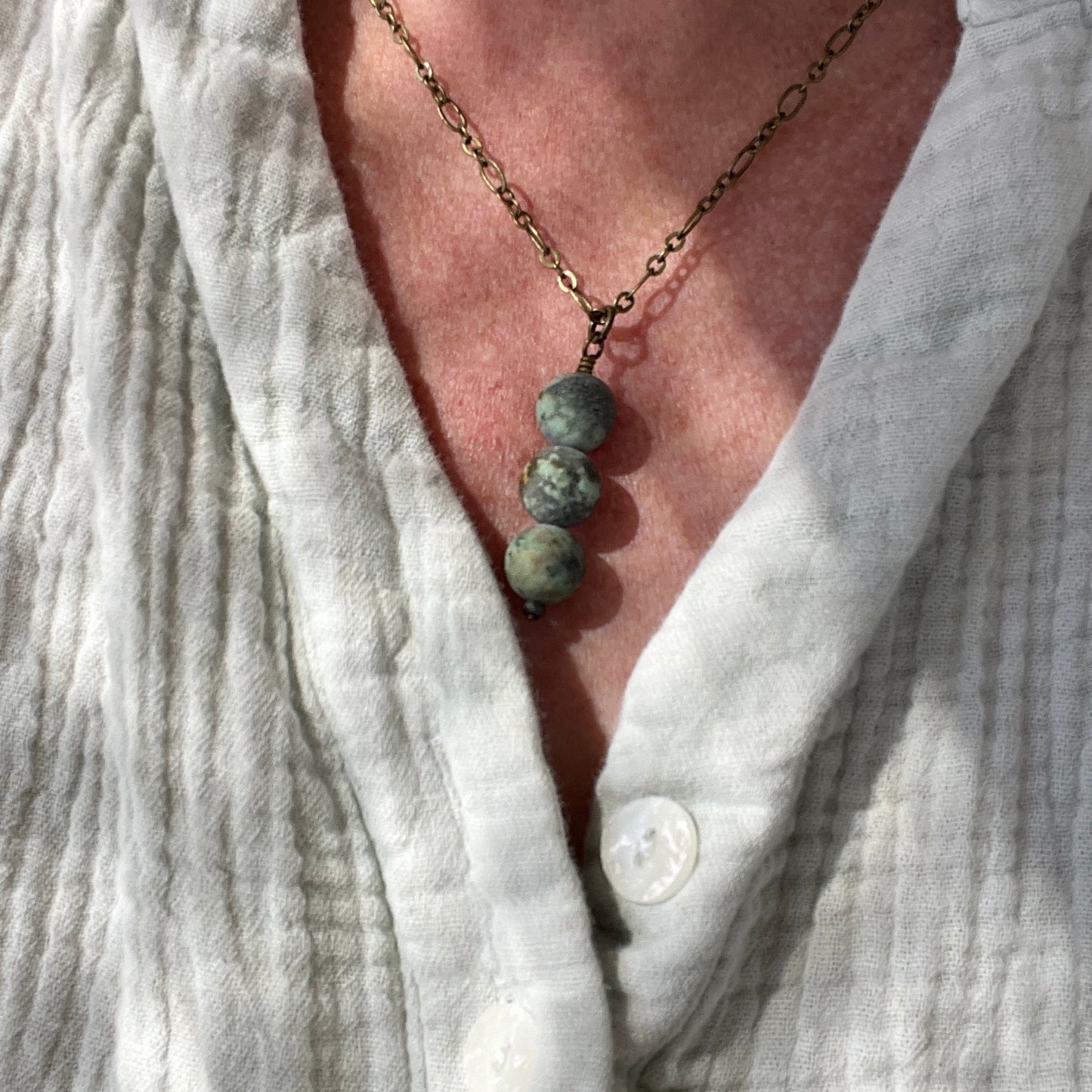 Matte African Turquoise Stone Necklace