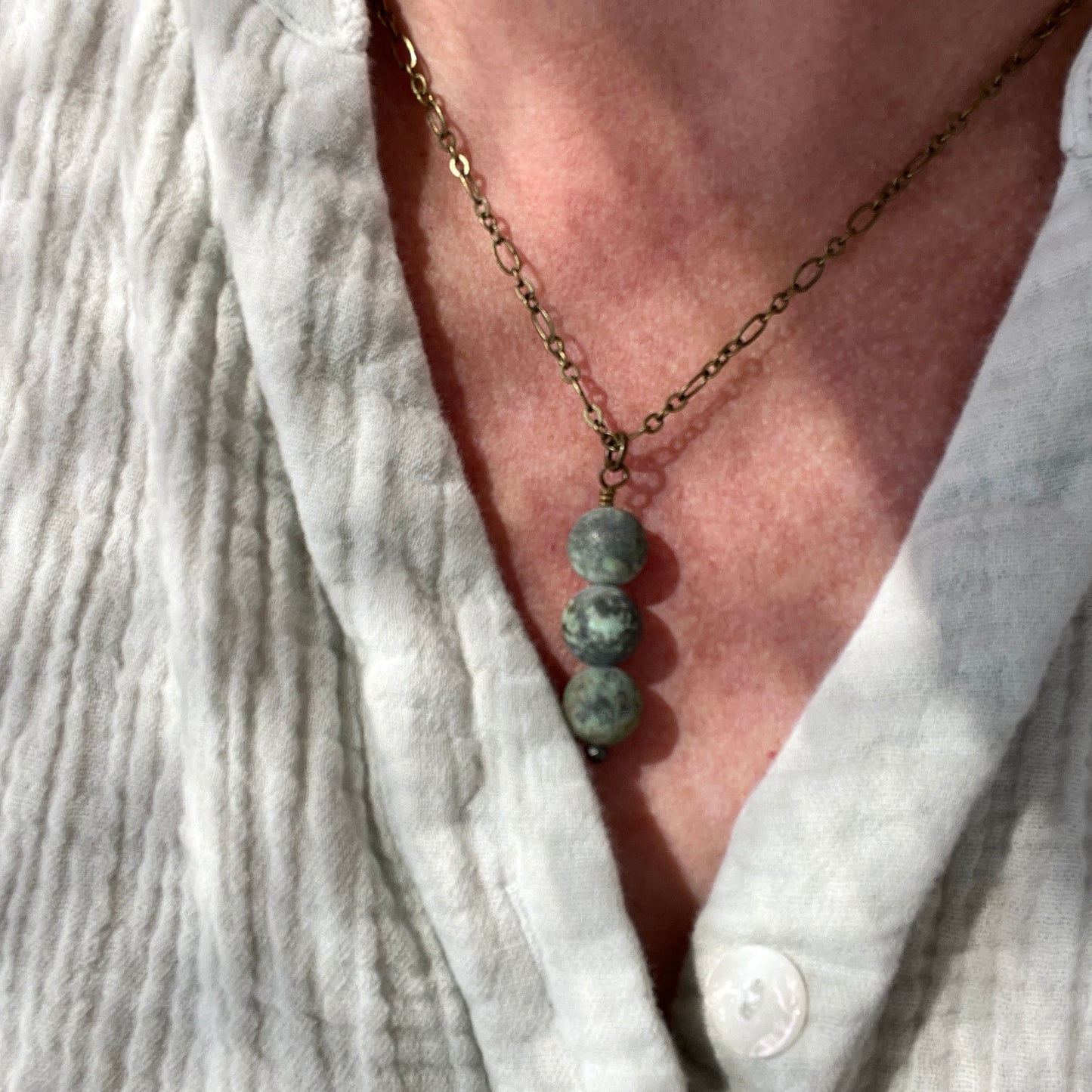 Matte African Turquoise Stone Necklace