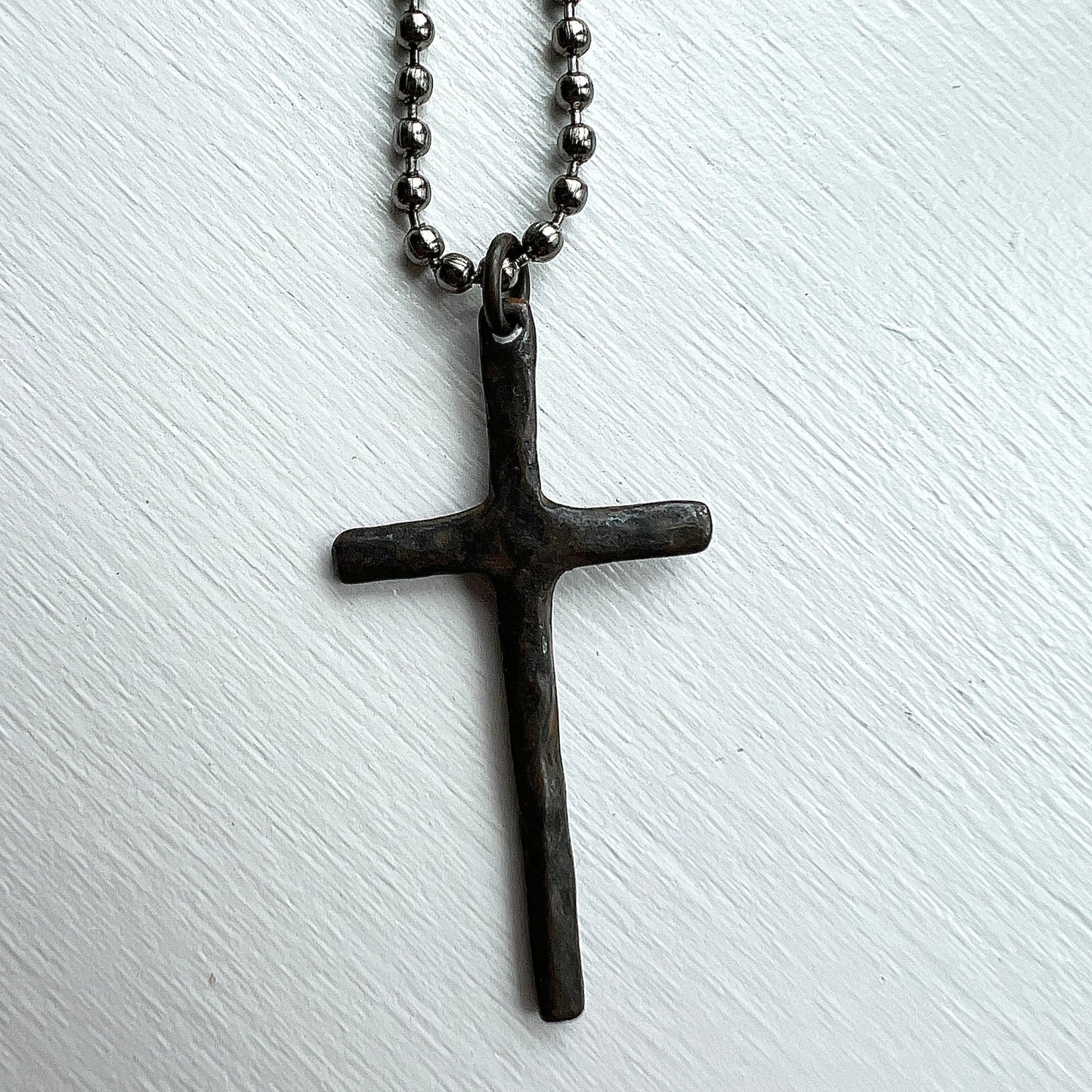 Rustic Bronze Cross Necklace