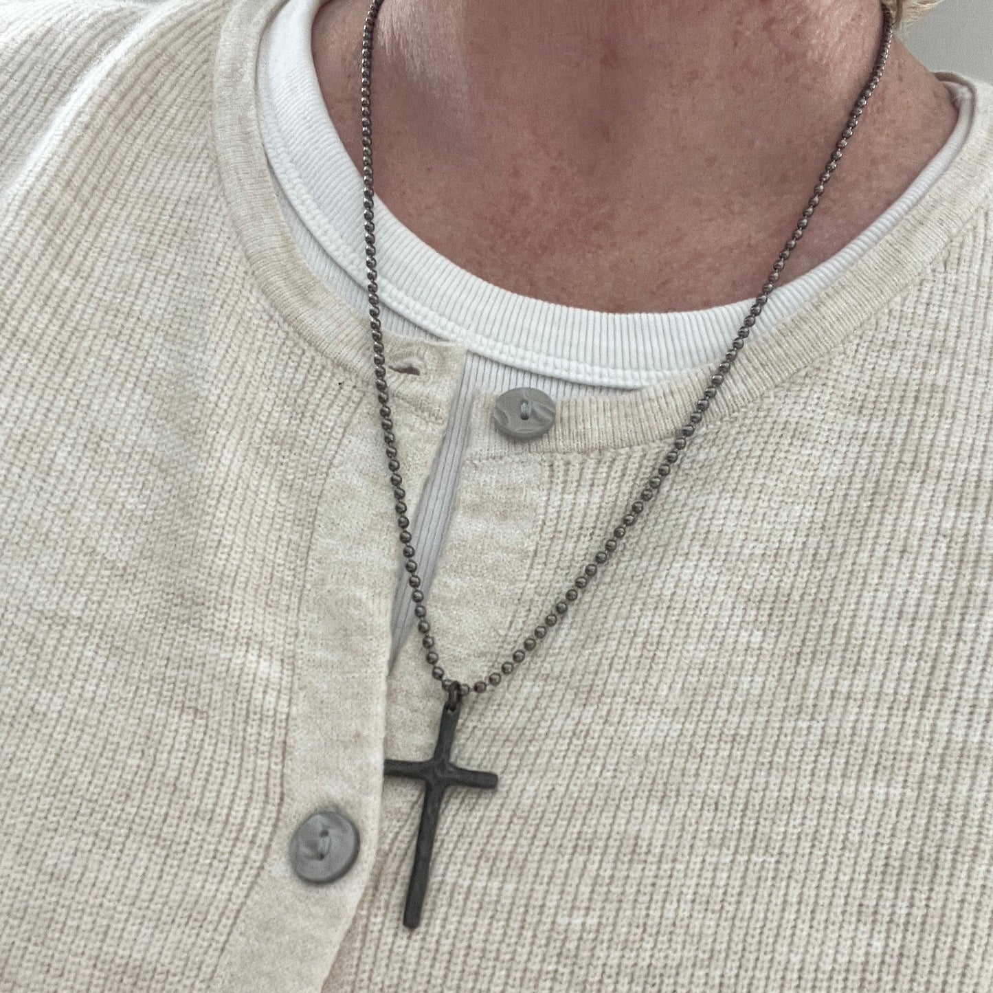 Rustic Bronze Cross Necklace