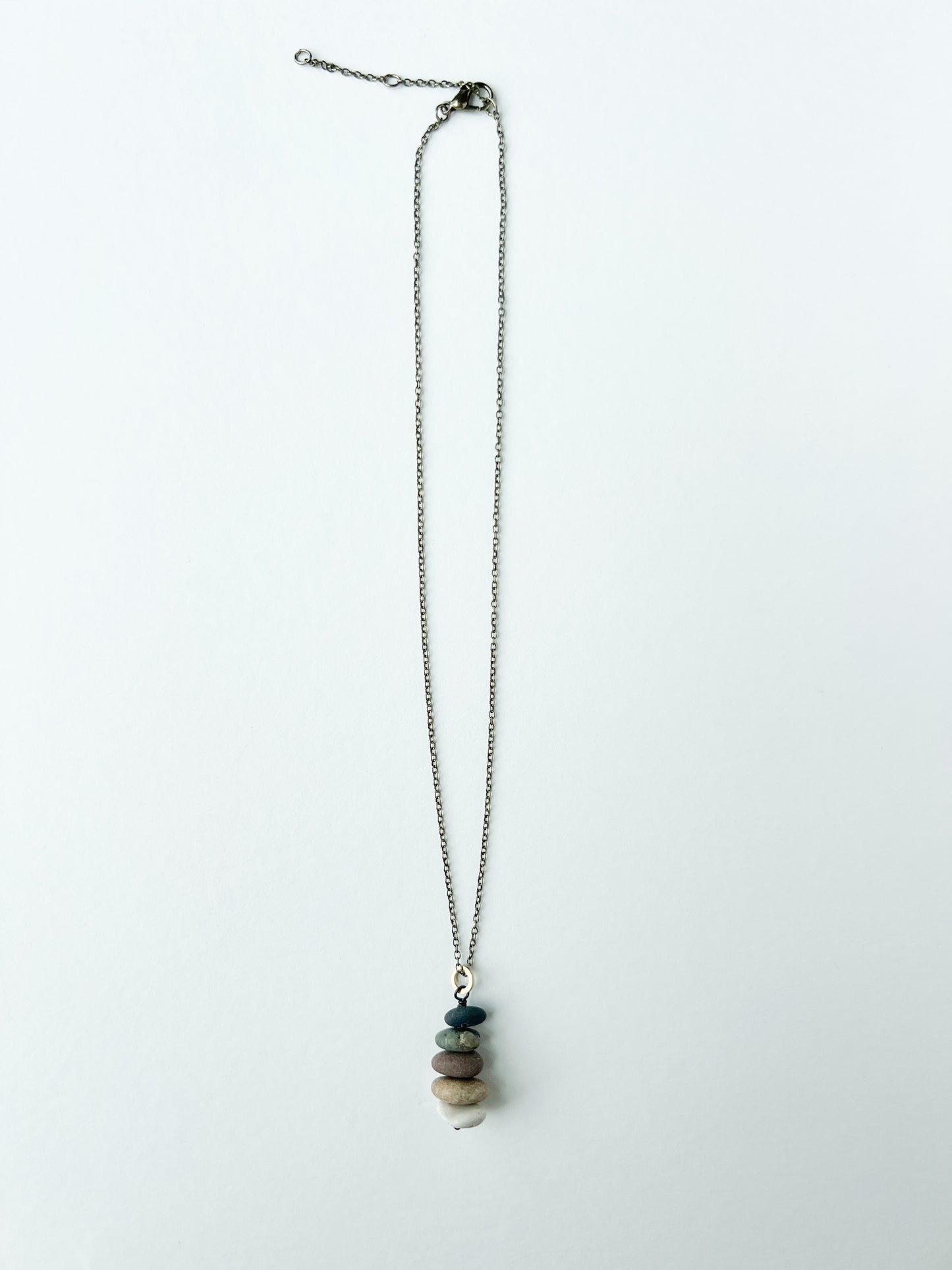 STACKED STONE CAIRN NECKLACE BRONZE CHAIN
