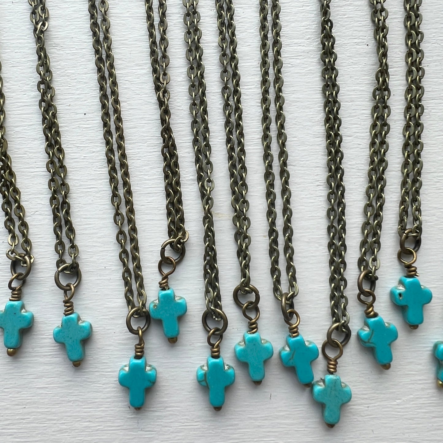 Tiny Turquoise Cross Necklace