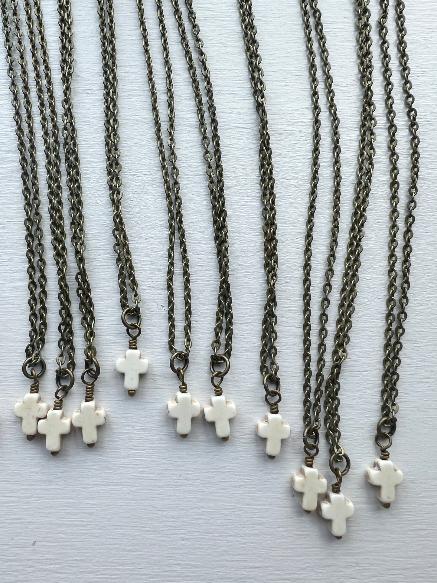 Tiny Cream Cross Necklace