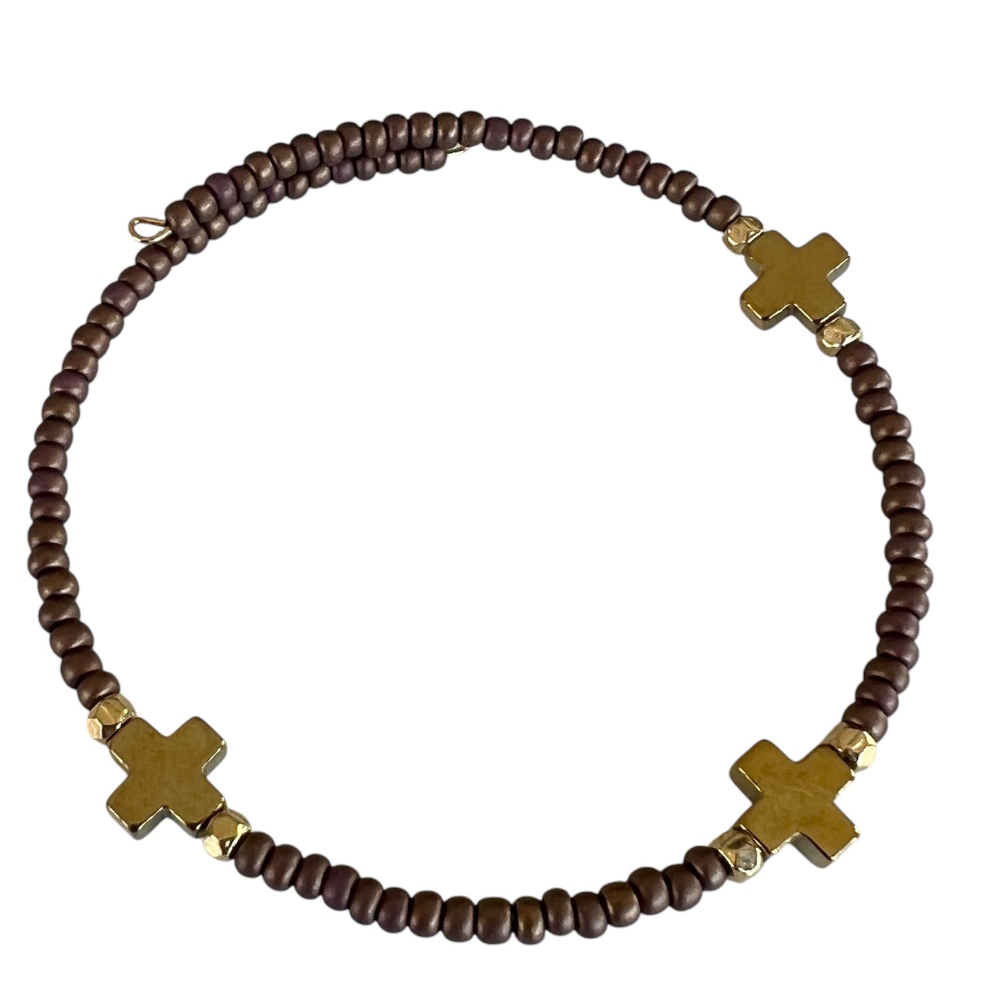 Triple Cross Bangle Bracelet-Brown