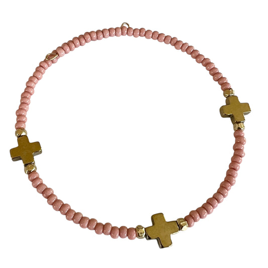 Triple Cross Bangle Bracelet-Rose