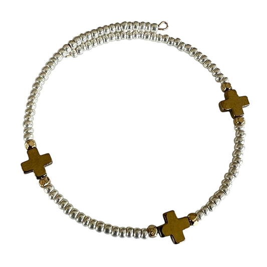 Triple Cross Bangle Bracelet-Silver