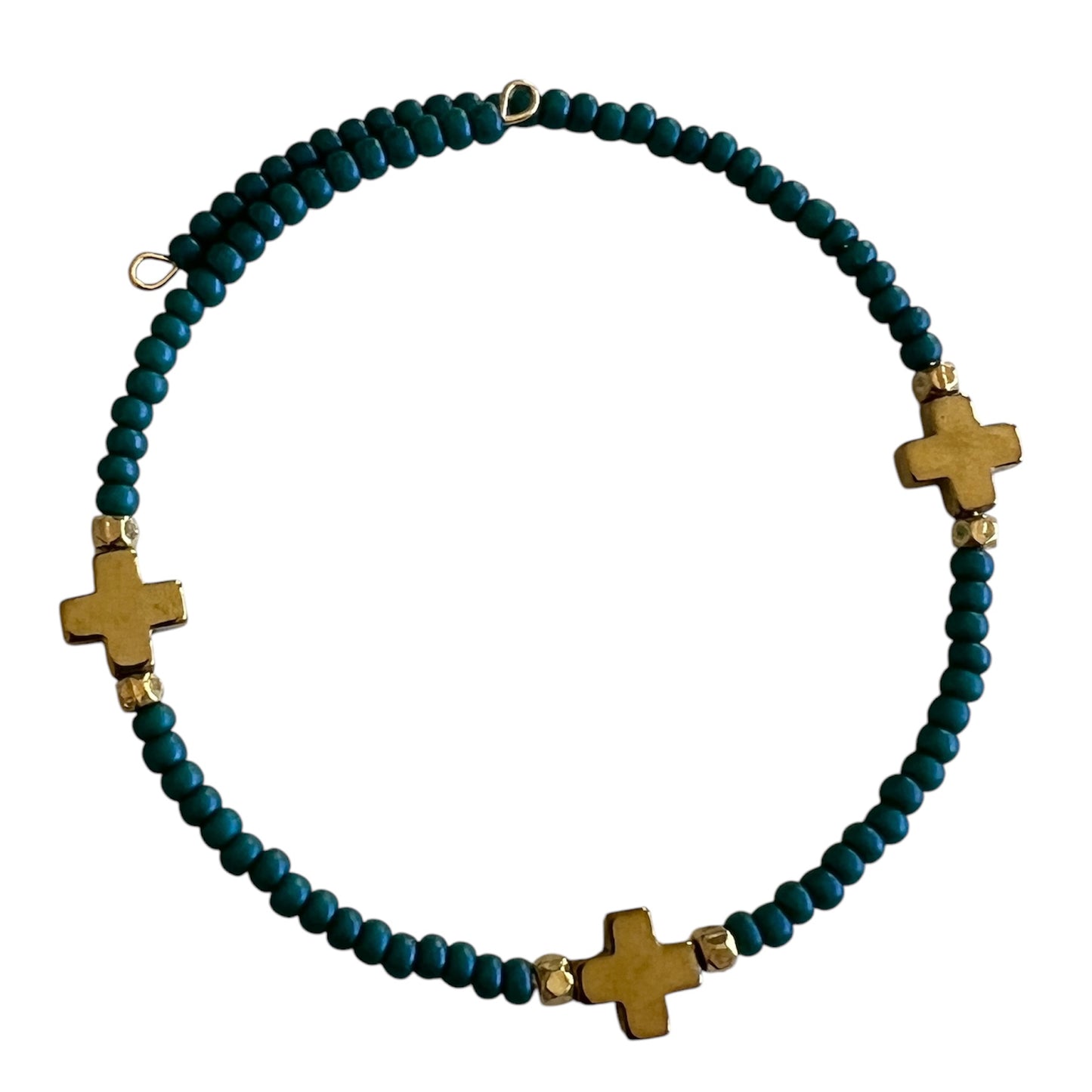 Triple Cross Bangle Bracelet-Teal