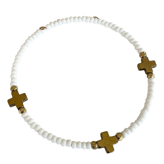 Triple Cross Bangle Bracelet-White