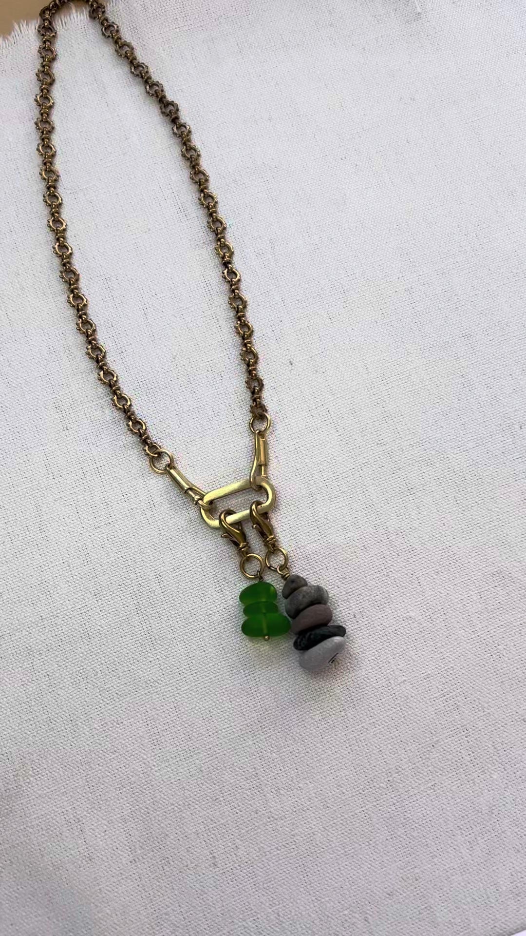Cairn and seaglass charm necklace
